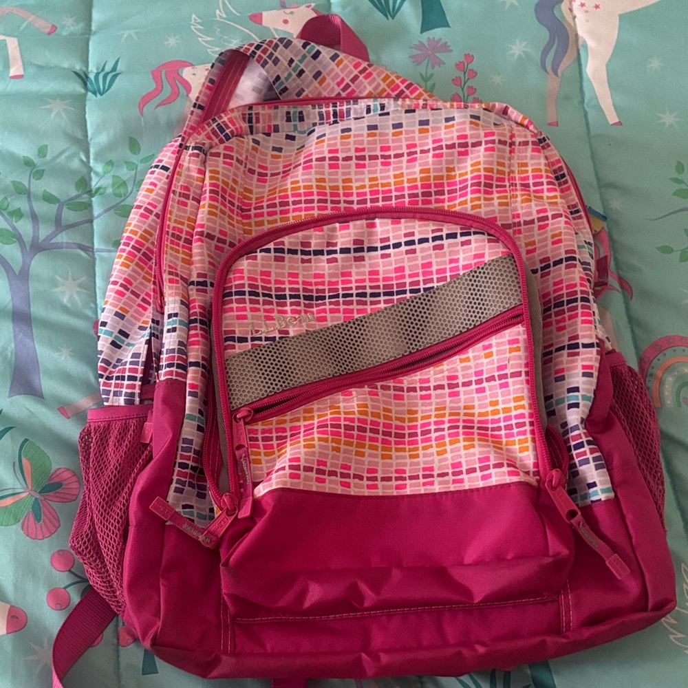 L.L. Bean Kids Backpack - Pink and Multicolor Mosaic